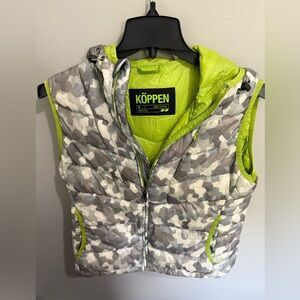 Koppen Women's Medium Down Feather‎ Puffer Vest Sleeveless Jacket Gray Camo